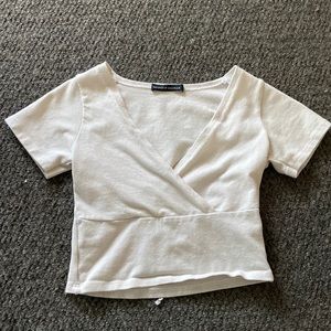 white cross over crop top